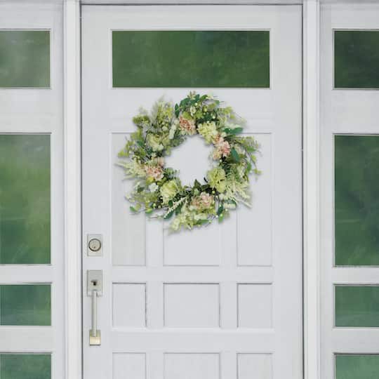 24" Pink & Cream Hydrangea & Dogwood Floral Spring Wreath